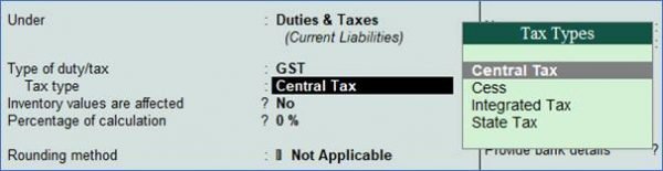 Creating GST Ledger ( CGST / SGST / IGST ) under Duty and Taxes Group ...