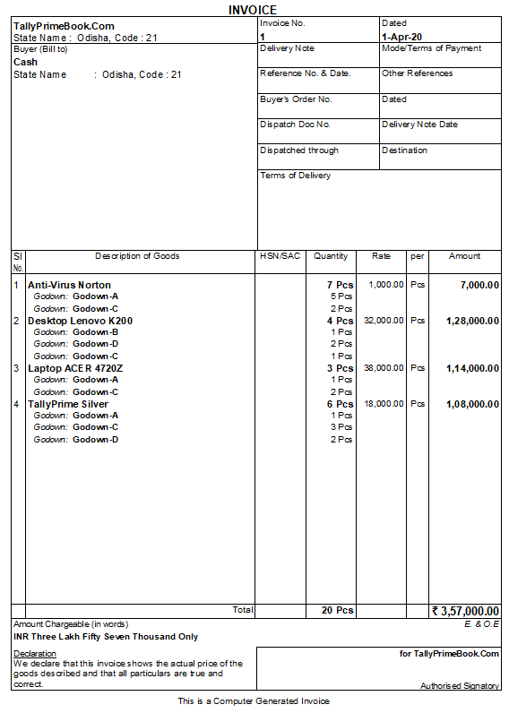 Use Godowns / Locations for Inventory Storage in TallyPrime Accounting ...