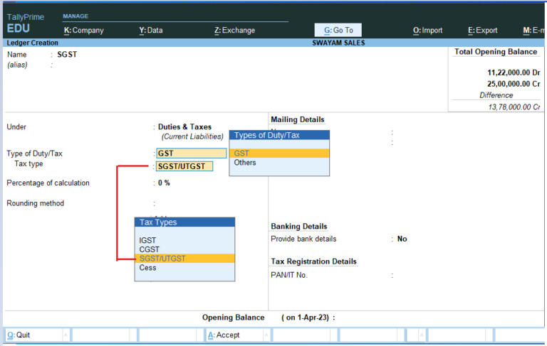 Creating GST Ledger ( CGST / SGST / IGST) in TallyPrime 5 – TallyPrime ...