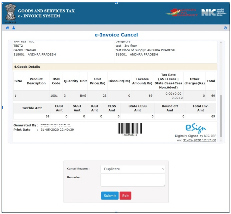 Online Process of e-invoice Cancellation from the Portal (IRP ...