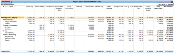 Payroll Statement Reports using TallyPrime – TallyPrime Book (Tutorial ...