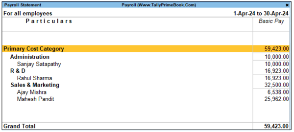 Payroll Statement Reports using TallyPrime – TallyPrime Book (Tutorial ...