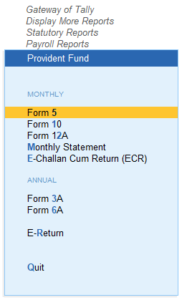 Provident Fund Reports under Payroll using TallyPrime – TallyPrime Book ...